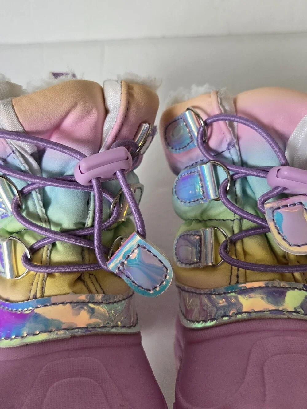 Toddler girl 7/8 Rainbow Snow Boots Lined VGUC Member's Mark